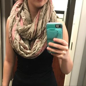 Tan and Pink Infinity Scarf